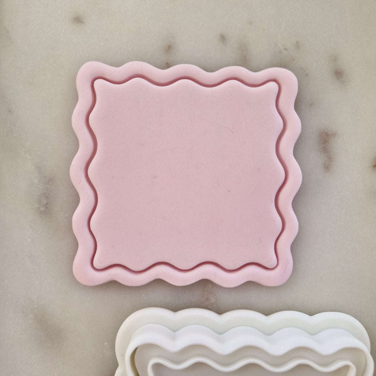 Wavy Frames Set Cookie Cutter and Stamp wavy square Wavy Square Frame Cookie Cutter and Stamp zoomed in