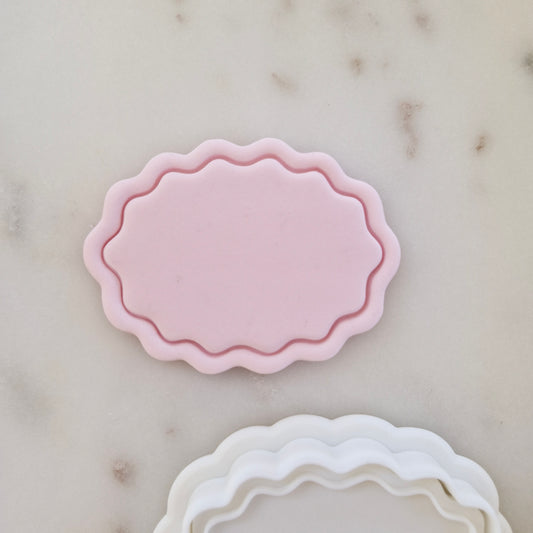 Wavy Frames Set Cookie Cutter and Stamp oval frame Wavy Oval Frame Cookie Cutter and Stamp zoomed in