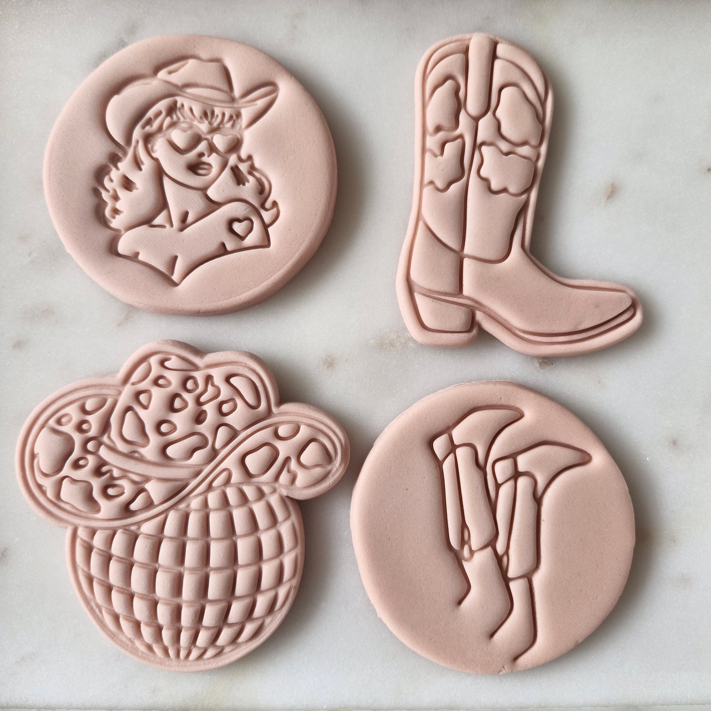 Cowgirl Set Cookie Cutter and Stamp set of 4