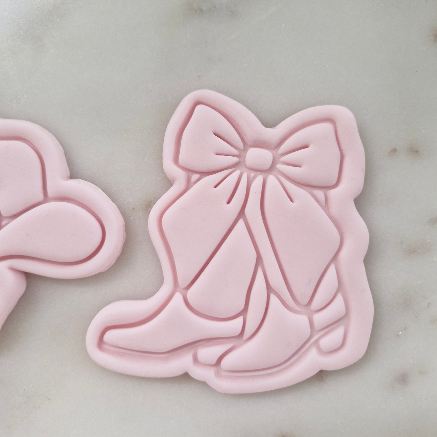 Coquette Cowgirl Boot Cookie Cutter and Stamp zoomed in 