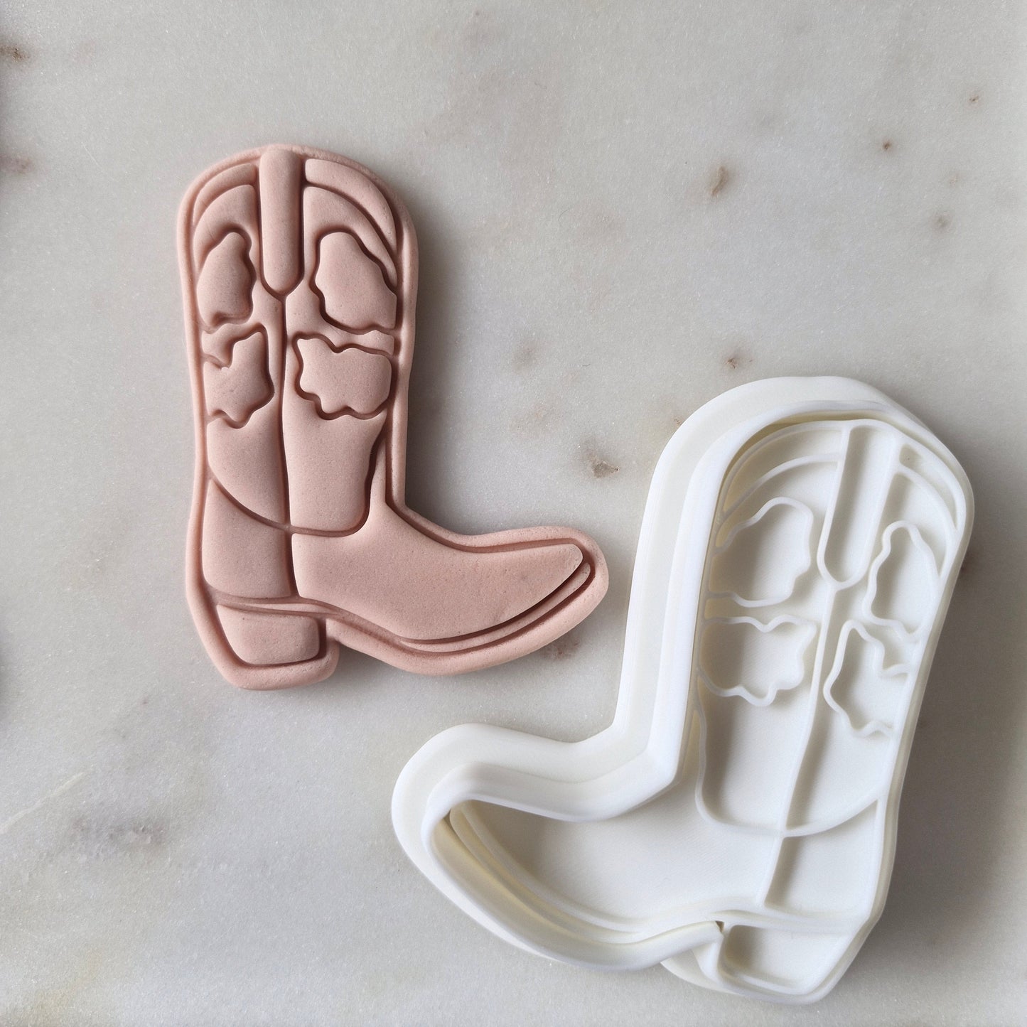 Cowhide Cowboy Boots Cookie Cutter and Stamp zoomed out