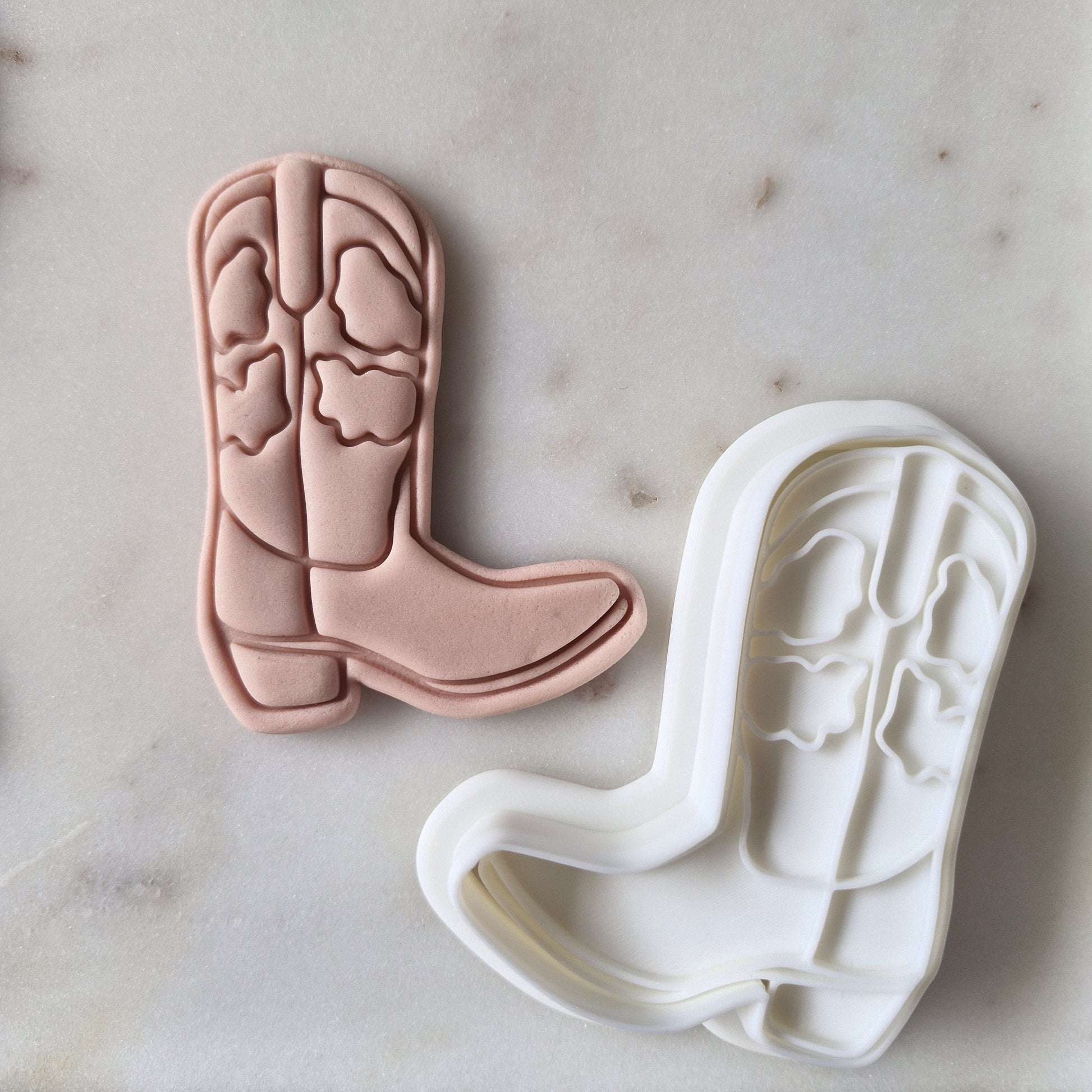 Cowhide Cowboy Boots Cookie Cutter and Stamp zoomed out